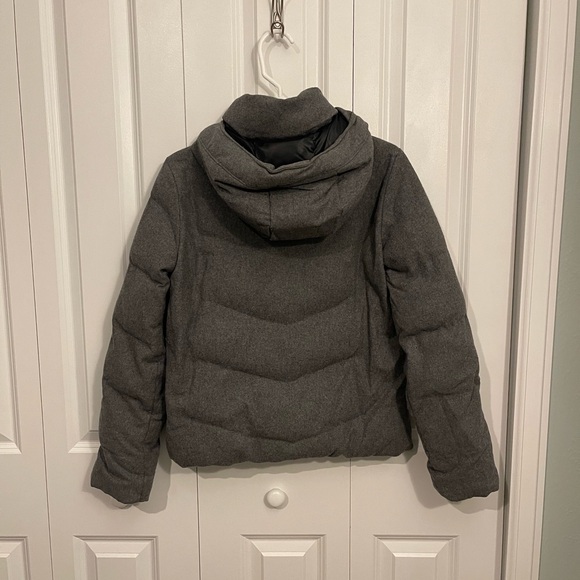 Gap Women’s Grey Wool Shell Down Puffer Hooded Coat - Picture 4 of 6